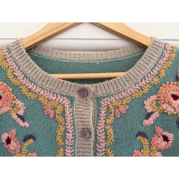 Sundance Floral Embroidered Button Down Cardigan Womens Small Cottagecore Whimsy - Picture 3 of 16